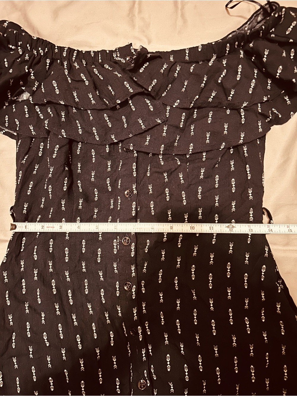 Lost + Wonder Black Off-Shoulder Button-Front Summer Dress Size Medium - Picture 8 of 14
